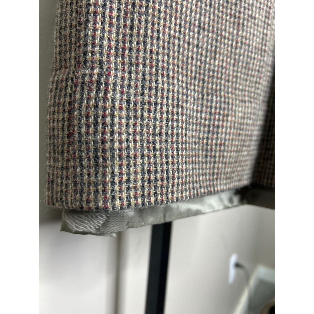 Paige V Vintage Sz 14 100% Wool Tweed Pencil Skirt Gray Brown Plaid Made in USA - Picture 4 of 5